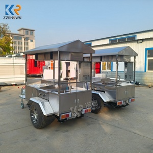 Camión de Comida de Aluminio de 3 Ruedas Estilo Retro, Tienda Móvil de Acero Inoxidable para Helados, Café, Bocadillos, Comida Rápida, Papas Fritas y Hot Dogs - Product Image 2