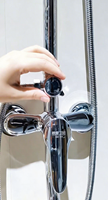 Ensemble de douche moderne en chrome poli avec barre coulissante, mitigeur thermostatique à 1 poignée, fixation murale, pour villa et hôtel, fonctions Pause/Pluie/Douce/Jet