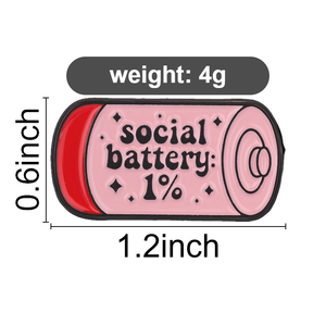 Épinglette en émail personnalisée Social Battery rose, badge métallique 1 %, épinglette de revers pour introverti souffrant d'anxiété, cadeau de bijouterie créatif - Product Image 6
