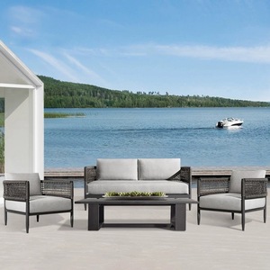 Garden Rope Set Courtyard <b>Rattan</b> <b>Outdoor</b> Furniture with Cushion Patio Couch Sectional <b>Outdoor</b> Set - Product Image 2