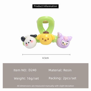 กิ๊บติดผมการ์ตูนสไตล์เกาหลีน่ารัก 2 คู่ กิ๊บติดผมเด็กซานริโอ อุปกรณ์ตกแต่งผมทรงหน้าม้าสำหรับเด็ก - Product Image 5