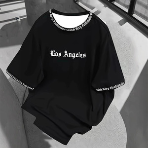 เสื้อยืดโอเวอร์ไซส์ผู้ชาย ผ้าเจอร์ซีย์คอตตอน 100% ลายพิมพ์ ระบายอากาศได้ดี แขนสั้น สวมใส่สบายๆ ในฤดูร้อน ปี 2025 - Product Image 1