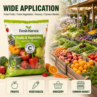 Sachet plastique transparent personnalisé imprimé, à fond plat, pour l'emballage de fruits et légumes frais, idéal pour les supermarchés et la vente au détail