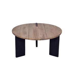 Modern Round Wood <b>Coffee</b> <b>Table</b> With Black <b>Legs</b> Handmade Living Room Furniture Minimalist Design - Product Image 1