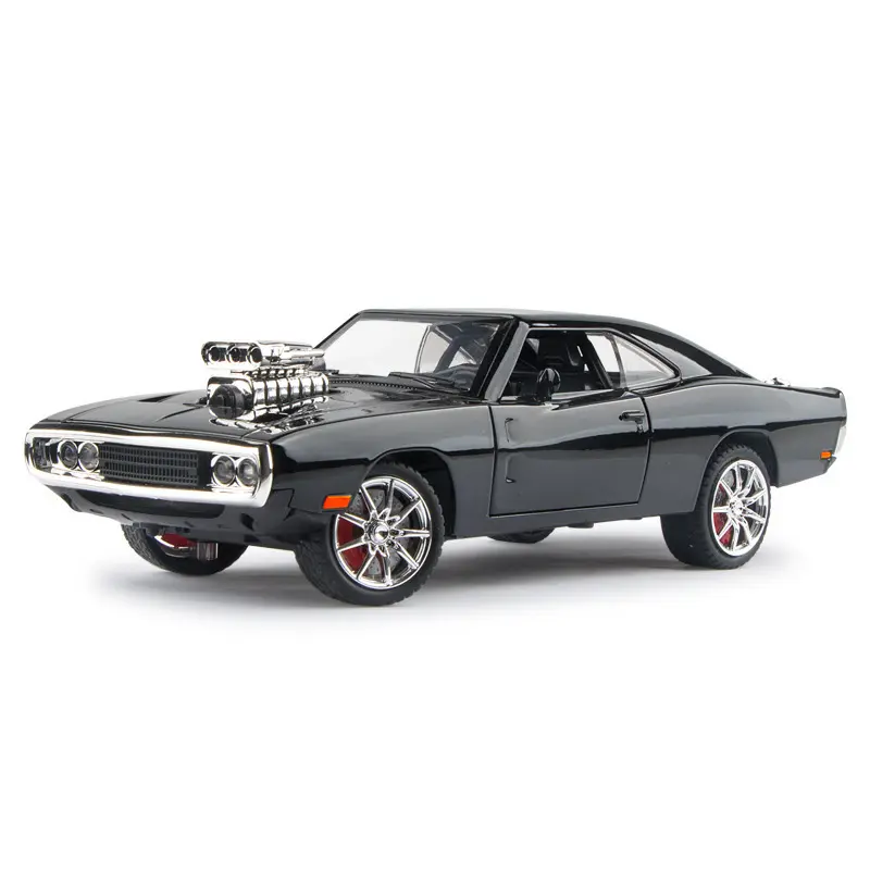 รถโมเดลDiecast 1:24 Dodge Charger 1970 พร้อมเสียงและแสงPullbackโลหะรถของเล่นเครื่องประดับตกแต่งรถรุ่น