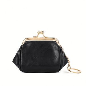 Retro Vintage Style New Compact Cute Clutch Simple Pu Leather <b>Small</b> Wallet With Keychain Coin <b>Purse</b> Kiss Lock Design - Product Image 6