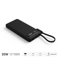 NITIKA 10000mAh 20W PD Power Bank semi-solide, chargeur rapide portable avec câble intégré, certifié 3C et PSE