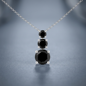 Pendentif ethnique pour femme avec diamants noirs naturels, plaqué rhodium, bijoux de fête, or 10K 14K 18K, argent 925 935 - Product Image 1