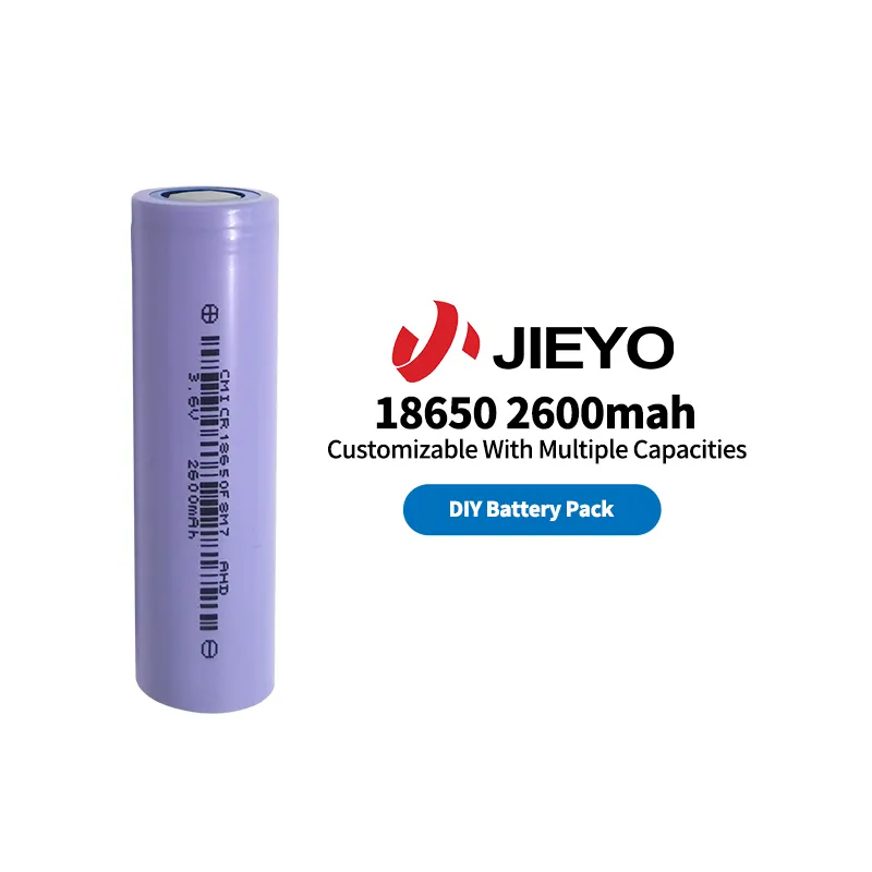 JIEYO18650円筒形リチウムイオンセル3.7v2600mah懐中電灯用リチウム電池