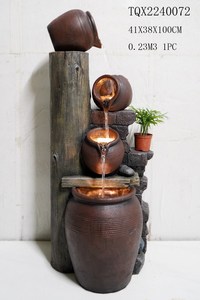 Aménagement paysager <span class=keywords><strong>Fontaine</strong></span> décorative en cascade en bambou en bois créatif avec pompe solaire ou électrique - Product Image 5