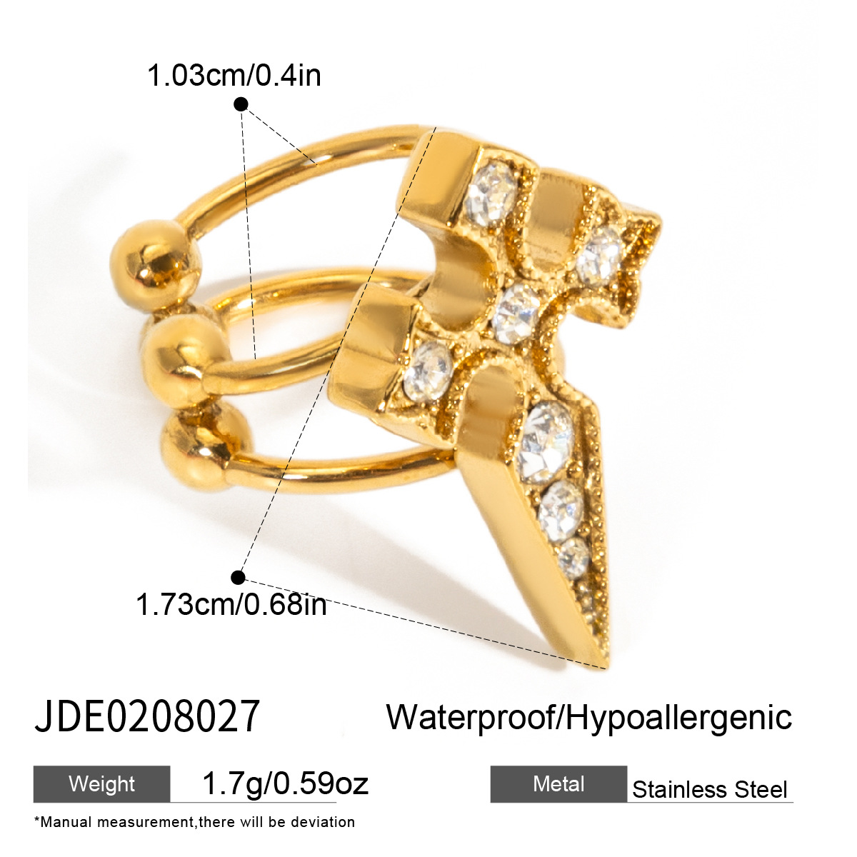 JDE0208027 (Clip d'oreille en acier inoxydable 316)