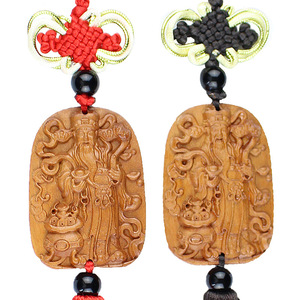 Peach Wood <b>Car</b> Pendant God Of Wealth Red And Black Version For <b>Car</b> <b>Interior</b> Decoration Rearview Mirror Ornament Gift - Product Image 4