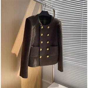 Vestes courtes en tweed épais d'hiver pour femmes-Cardigans à boutons-Mode élégante-Blazer court avec courbes-Manteaux pour femmes - Product Image 2