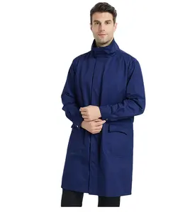 Cotton+Silver fiber Dark Navy Overcoat for effective at the attenuation of EMF radiation