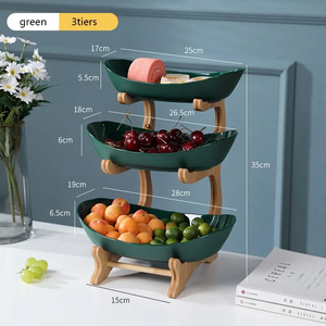 Table <strong>Plates</strong> Dinnerware Kitchen Fruit Bowl with Floors Partitioned Candy Cake Trays <strong>Wooden</strong> Tableware Dishes - Product Image 4