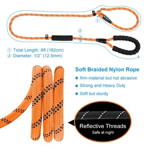 Guinzaglio cane di design con modello solido resistente corda intrecciata cane in Nylon riflettente al piombo con il traffico imbottito 2 maniglie - Product Image 5