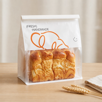 Sac à pain en papier kraft avec fenêtre transparente, fermeture à lien métallique blanc, fond plat, impression de logo personnalisé, emballage pour pain au lait, utilisation en boulangerie