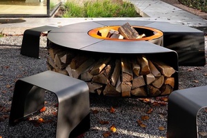 Outdoor Smokeless Corten Metal Round <b>Fire</b> <b>Pit</b> <b>Table</b> With Seats GF01 Outdoor <b>Fire</b> <b>Pit</b> GF01 - Product Image 6