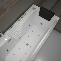 Baignoire moderne en acrylique pour 2 personnes Baignoire de massage à jet tourbillon avec verre Baignoire de salle de bain autoportante