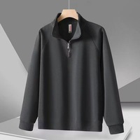 Sweat-shirts en coton personnalisés de haute qualité pour hommes, style vintage, col rond, demi-zip, pull-over uni, col montant