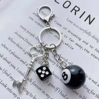 Pendentif boule 8 noire de billard, breloque de sac de tennis de table, porte-clés en résine, accessoire cadeau
