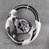 Volant sport en fibre de carbone noire et cuir perforé blanc, personnalisation acceptée, compatible avec Toyota GR 86 Subaru BRZ