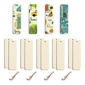Marque-pages en bois rectangulaires non finis personnalisés, finition de surface par estampage à chaud pour l'artisanat DIY et la suspension - Product Image 1