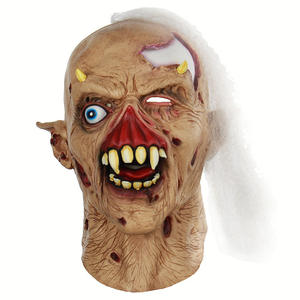 Costume d'Halloween Cheveux blancs <span class=keywords><strong>Zombie</strong></span> avec une bouche fendue Effrayant Latex Masque de fête réaliste - Product Image 2