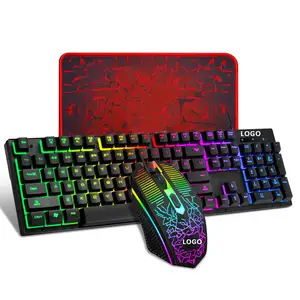 Customized Computer 3 In 1 Rgb Gaming Set Keyboard Mouse Mat Pads and Pad Combo