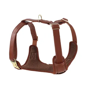 Custom Pet Vest Leather Harness Dog Genuine Leather Breathable Chest Accessories Large Medium Small Dog Cat Harness