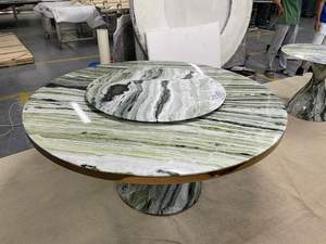 Muebles de Comedor Nuevos de 2022, Mesa de Comedor de Jade Verde Nube, Mesa Redonda de Mármol Verde - Product Image 5