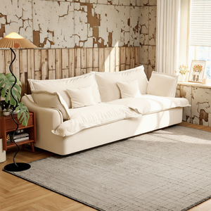 Divano in Stile Nordico <span class=keywords><strong>Giapponese</strong></span> in Tessuto <span class=keywords><strong>di</strong></span> Lino Bianco, Singolo, Doppio, Triplo, con Rivestimento Rimovibile e Lavabile - Product Image 1