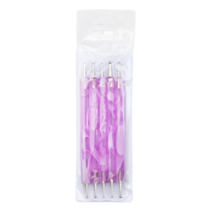 Ensemble de 5 stylos à points pour ongles personnalisés, couleur violette, double face, manche à motif vague marine, outil de pose de strass, stylos à points pour nail art - Product Image 6