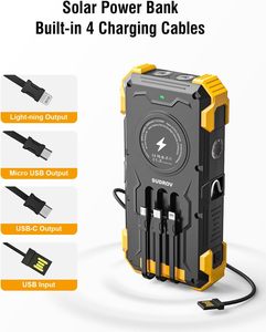 Cargador Solar de Alta Potencia 18400mAh Li-Polymer 22.5W, Banco de Energía Portátil Inalámbrico con Micro USB/USB-C, Enchufe Universal, Batería Externa para Exteriores - Product Image 3