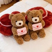 Ensemble d'ours en peluche Cœur d'amour et Lettre d'amour - Couleurs et motifs personnalisables, jouets en peluche personnalisés pour cadeaux de la Saint-Valentin