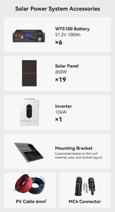 Kit di pannelli solari da 12kW con batteria e inverter, kit completo di pannelli solari per uso residenziale di backup. - Product Image 3