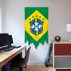 Tapisserie murale d'équipe avec drapeaux périmétriques, mettant en vedette les logos/designs du Canada, du Brésil et d'Argentine, 70x130cm - Product Image 4