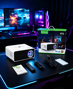 รีโมทคอนโทรล HT22 สีขาว โปรเจคเตอร์ 4K Ultra HD Android อุปกรณ์ดูหนังสำหรับโฮมเธียเตอร์ - Product Image 1