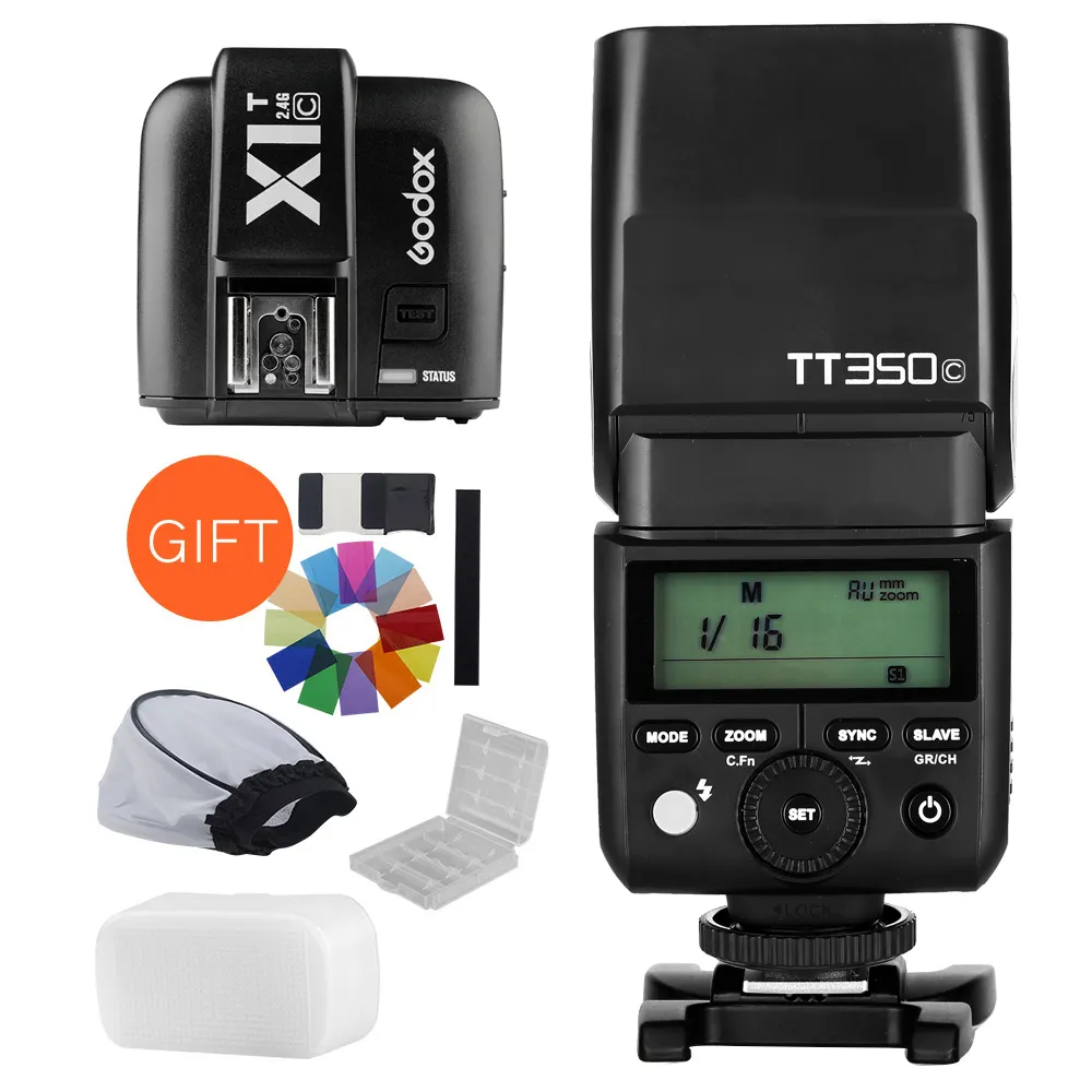 Godox TT350C TT350N TT350S TT350F TT350O TTL HSS 1/8000s Speedlight Flash with X1T Transmitter