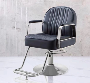 Sillón de Barbería Negro Hidráulico, Silla de Estilismo para Salón, Asiento Tapizado para Peluquería con Base de Metal y Reposapiés - Product Image 3