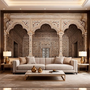 <span class=keywords><strong>Papier</strong></span> <span class=keywords><strong>peint</strong></span> architectural amovible imperméable à l'eau à motifs de pierre indienne Décoration murale de temple à domicile 3D Arches du fort d'Agra <span class=keywords><strong>Papier</strong></span> <span class=keywords><strong>peint</strong></span> mural - Product Image 2