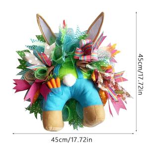 พวงหรีดกระต่ายขโมยไข่อีสเตอร์ พร้อมพวงมาลัยไม้กางเขน ของตกแต่งบ้าน งานแต่งงานฤดูใบไม้ผลิ รูปทรงกระต่ายการ์ตูน ของประดับตกแต่งงานปาร์ตี้ - Product Image 5