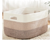 Nouveau panier en corde de coton rustique écologique, de forme rectangulaire, tissé, multifonctionnel, en tissu naturel, élégant