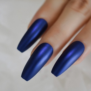Faux Ongles collants longs couleur <span class=keywords><strong>bleu</strong></span> <span class=keywords><strong>marine</strong></span> 24 CT, accessoire artificiel de manucure, idéal pour le Salon, professionnel, couleur unie, offre spéciale, L5277 - Product Image 3