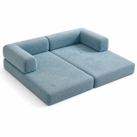 Canapé-lit modulaire de luxe moderne en tissu avec rembourrage en éponge, dossier carré sans accoudoirs, coussin réglable et pliable pour salon