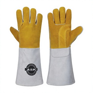 Gants de soudage en cuir fendu, longs, résistants à la chaleur, pour soudage MIG/arc, pour hommes - Product Image 1