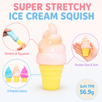 Balle anti-stress souple en forme de cornet de crème glacée, jouet sensoriel doux et extensible bleu/rose/orange pour soulager l'anxiété des enfants et des adultes