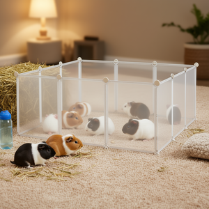 Enclos portable pour petits animaux, 12 panneaux blancs, pour lapin, chinchilla, cochon d'Inde - Product Image 2