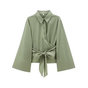 Chemises pour femmes à double boutonnage, courtes, respirantes et tendance, avec un nouveau design de cravate et un toucher de luxe – Vente en gros - Product Image 6