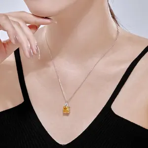 New Arrival Ladies 925 Sterling Silver Necklace Jewelry Yellow Diamond CZ Necklace